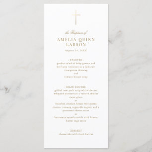 Enkel Elegant Guld Kor-baptism Christening Meny