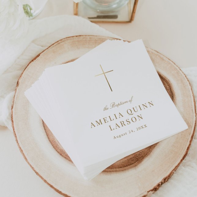 Enkel Elegant Guld Kor-baptism Christening Pappersservett (Skapare uppladdad)