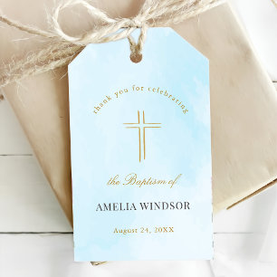 Enkel Elegant Guld Kor-baptism Christening Presentetikett