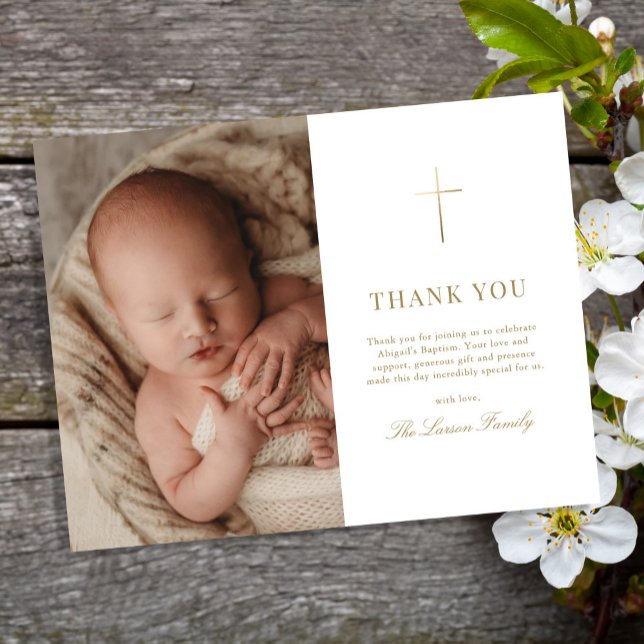 Enkel Elegant Guld Kor-baptism Christening Tack Kort (Skapare uppladdad)