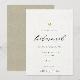 ENKEL ELEGANT GULD KRAFT TYPOGRAPHY BRIDESMAID INBJUDNINGAR