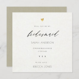 ENKEL ELEGANT GULD KRAFT TYPOGRAPHY bridesmaid Inbjudningar