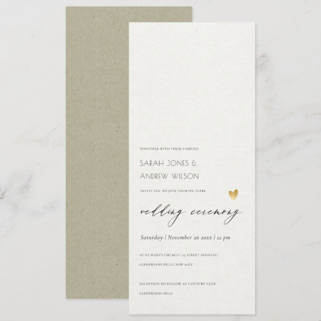 ENKEL ELEGANT GULD KRAFT TYPOGRAPHY bröllop card Inbjudningar (Fram/baksida)