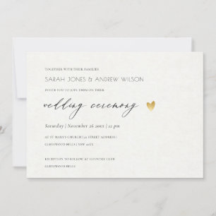 ENKEL ELEGANT GULD KRAFT TYPOGRAPHY BRÖLLOP INBJUDNINGAR