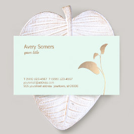 Enkel Elegant Guld Löv Visitkort