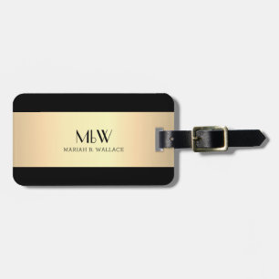 Enkel Elegant Guld Metall med monogrammat Namn Lug Bagagebricka