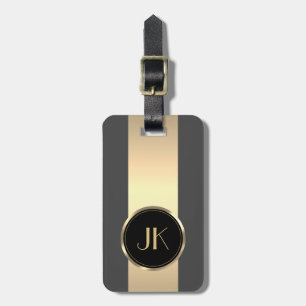 Enkel Elegant Guld Metall med monogrammat Namn Lug Bagagebricka