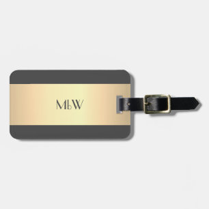 Enkel Elegant Guld Metall med monogrammat Namn Lug Bagagebricka