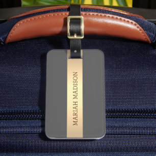 Enkel Elegant Guld Metall med monogrammet Namn Bagagebricka