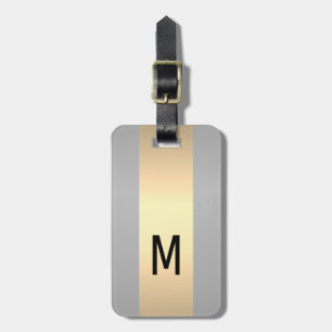 Enkel Elegant Guld Metall med monogrammet Namn Bagagebricka