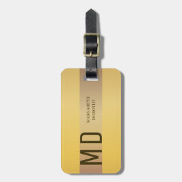 Enkel Elegant Guld Metall Rand med monogrammet Nam Bagagebricka