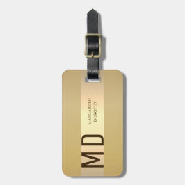 Enkel Elegant Guld Metall Rand med monogrammet Nam Bagagebricka