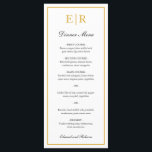 Enkel Elegant Guld Monogram Formal Bröllop Meny<br><div class="desc">Elegant bröllop-menyn med ditt monogram och gräns i Faux guld. Huvudena och namnen är i kalligrafi. Dessa enkla och klassiska bröllop-menyer är underbara för ett formellt bröllop.</div>