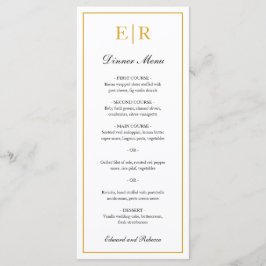 Enkel Elegant Guld Monogram Formell Bröllop Meny
