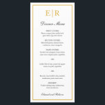 Enkel Elegant Guld Monogram Formell Bröllop Meny<br><div class="desc">Elegant bröllopsmeny med ditt monogram och en kant i falskt guld.  Rubrikerna och era namn är i kalligrafi.  Dessa enkla och klassiska bröllopsmenyer är perfekta för ett formellt bröllop.</div>