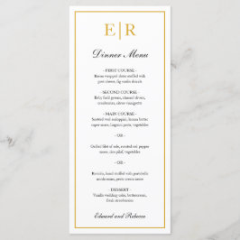 Enkel Elegant Guld Monogram Formell Bröllop Meny