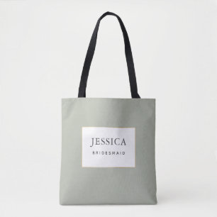 Enkel Elegant Guld Sage Grönt Bridesmaid Tote Bag Tygkasse