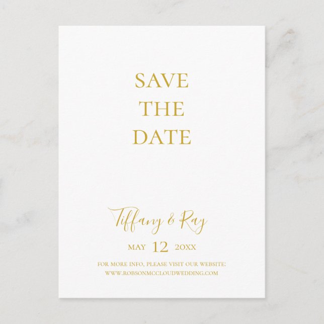 Enkel Elegant Guld Save The Date Postkort Inbjudan Vykort (Framsida)