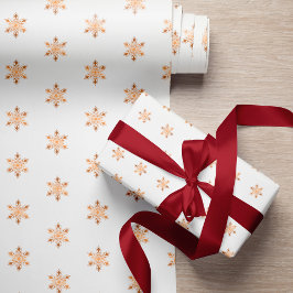 Enkel elegant guld snöflingor, vit jul presentpapper