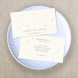 Enkel Elegant Guld Stars Event Planner Cream Visitkort