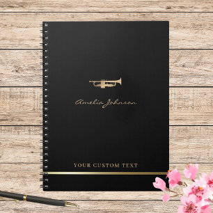 Enkel Elegant Guld Trumpet Musician Brass Teacher Anteckningsbok