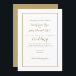 Enkel Elegant Guld-typografi och Ram Bröllop Inbjudningar<br><div class="desc">Minimalistisk utformning av bröllop med guld typografi och ram med enkel personlig och guld fortsätter på motsatt sätt. Bakgrund och färg kan ändras om du så önskar.</div>