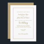 Enkel Elegant Guld-typografi och Ram Bröllop Inbjudningar<br><div class="desc">Minimalistisk utformning av bröllop med guld typografi och ram med enkel personlig och guld fortsätter på motsatt sätt. Bakgrund och färg kan ändras om du så önskar.</div>