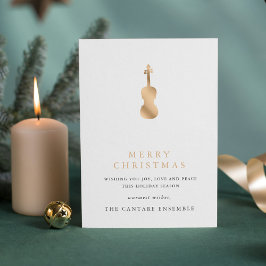 Enkel Elegant Guld Violin Musikaliskt Julfirande Julkort