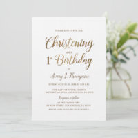 Enkel Elegant Guld White Christening 1:a födelseda