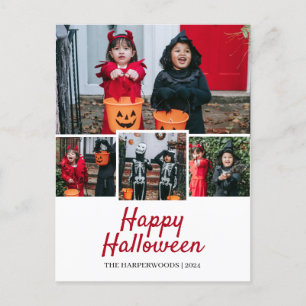 Enkel Elegant-Halloween-familj, fyra foto Helg Vykort