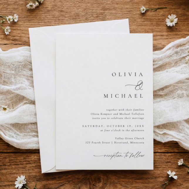 Enkel Elegant Handskriven Bröllop Inbjudningar (Elegant simple wedding invitations in black and white.)