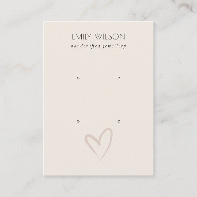 Enkel Elegant  Heart 2 Stud Earring Visning Visitkort (Framsida)