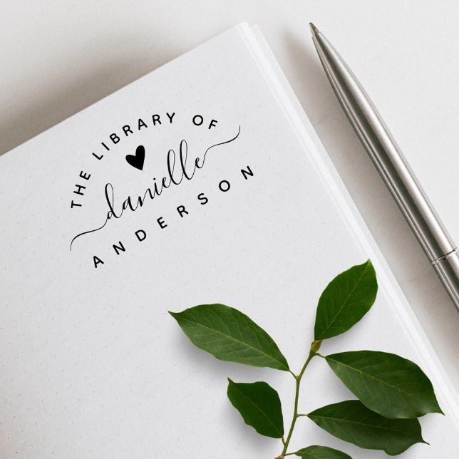 Enkel Elegant Heart Classic Bibliotek Bok Stämpel (Skapare uppladdad)