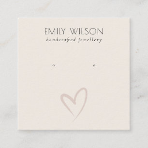 Enkel Elegant Heart Stud Earring Visning Fyrkantigt Visitkort
