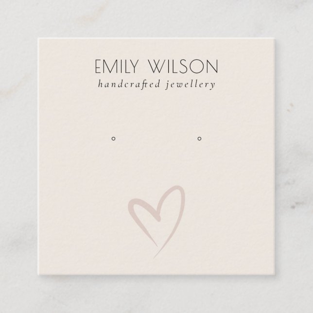 Enkel Elegant  Heart Stud Earring Visning Fyrkantigt Visitkort (Framsida)