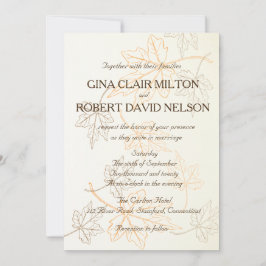 Enkel Elegant Höst löv-konturer som faller under b Inbjudningar