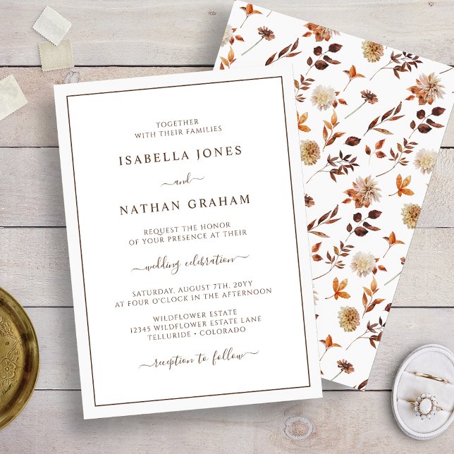 Enkel Elegant Höstblad Bröllop Inbjudningar (Simple Elegant Fall Leaves Wedding Invitation
)
