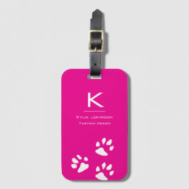 Enkel elegant Hund Cute Monogrammed Namn Bagagebricka