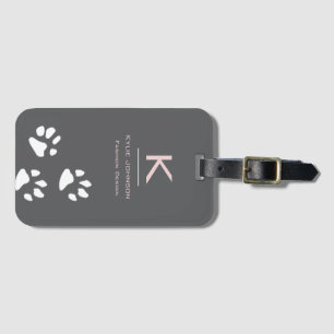 Enkel elegant Hund Cute Monogrammed Namn Lugga Bagagebricka