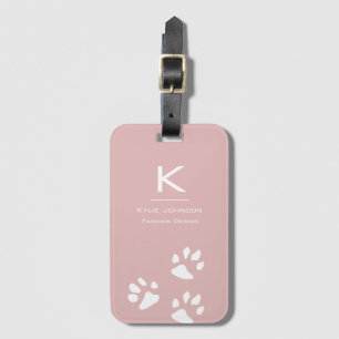 Enkel elegant Hund tass Cute Rosa Monogrammed Bagagebricka