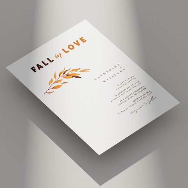 Enkel Elegant i Kärlek: Hösten Vita Bröllop Inbjudningar (Simple Elegant Fall in Love: Autumn White Wedding Invitation)