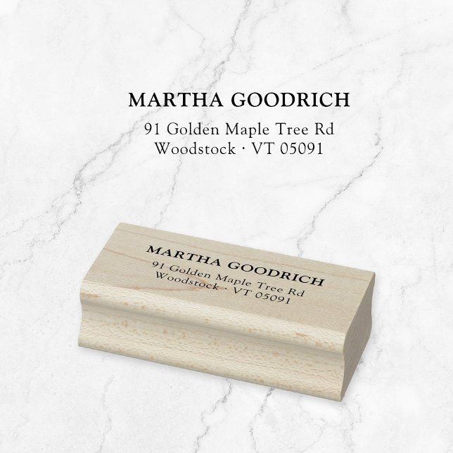 Enkel Elegant i klass 12 Returadress Trä Stämpel (Classic, elegant and contemporary wooden return address stamp. Basic typography address stamp.)