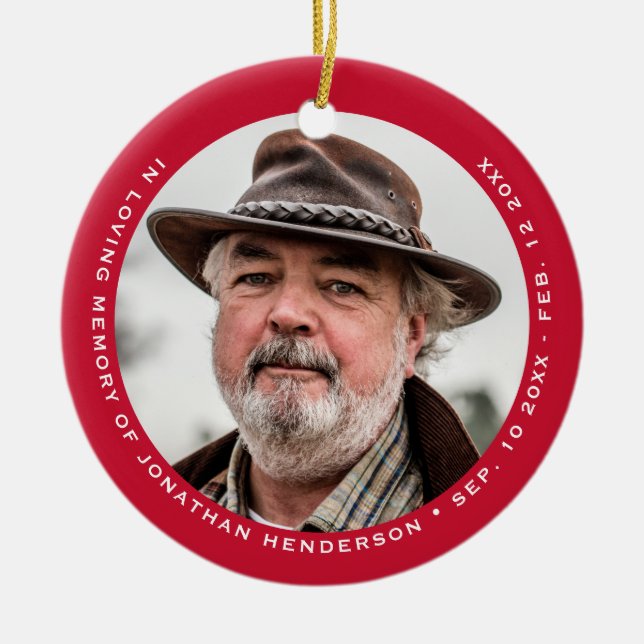 Enkel Elegant i Loving Memory Photo Julgransprydnad Keramik (Framsidan)