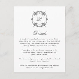 Enkel Elegant i Monogram i Baroque Ram Tilläggskort