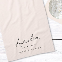 Enkel Elegant i monogram Namnteckning minimalt kvi Kökshandduk