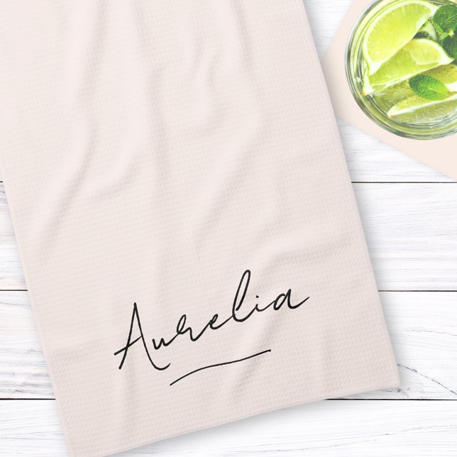 Enkel Elegant i monogram Namnteckning minimalt kvi Kökshandduk (Skapare uppladdad)