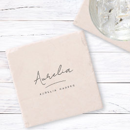 Enkel Elegant i monogram Namnteckning minimalt kvi Stenunderlägg