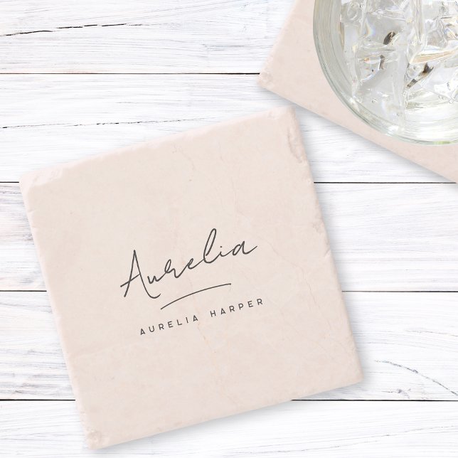 Enkel Elegant i monogram Namnteckning minimalt kvi Stenunderlägg (Skapare uppladdad)