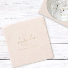 Enkel Elegant i monogram Namnteckning minimalt kvi Stenunderlägg