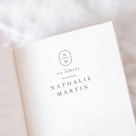 Enkel Elegant Initialer Ex Libris Modern Bok Självfärgande Stämpel